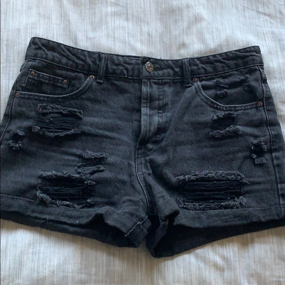 black denim shorts